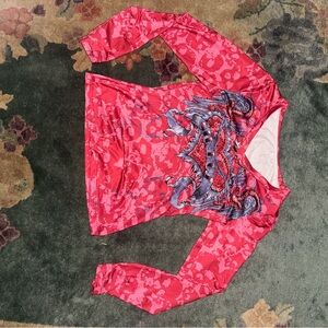 Red embellishments sinful like long sleeve top size Medium